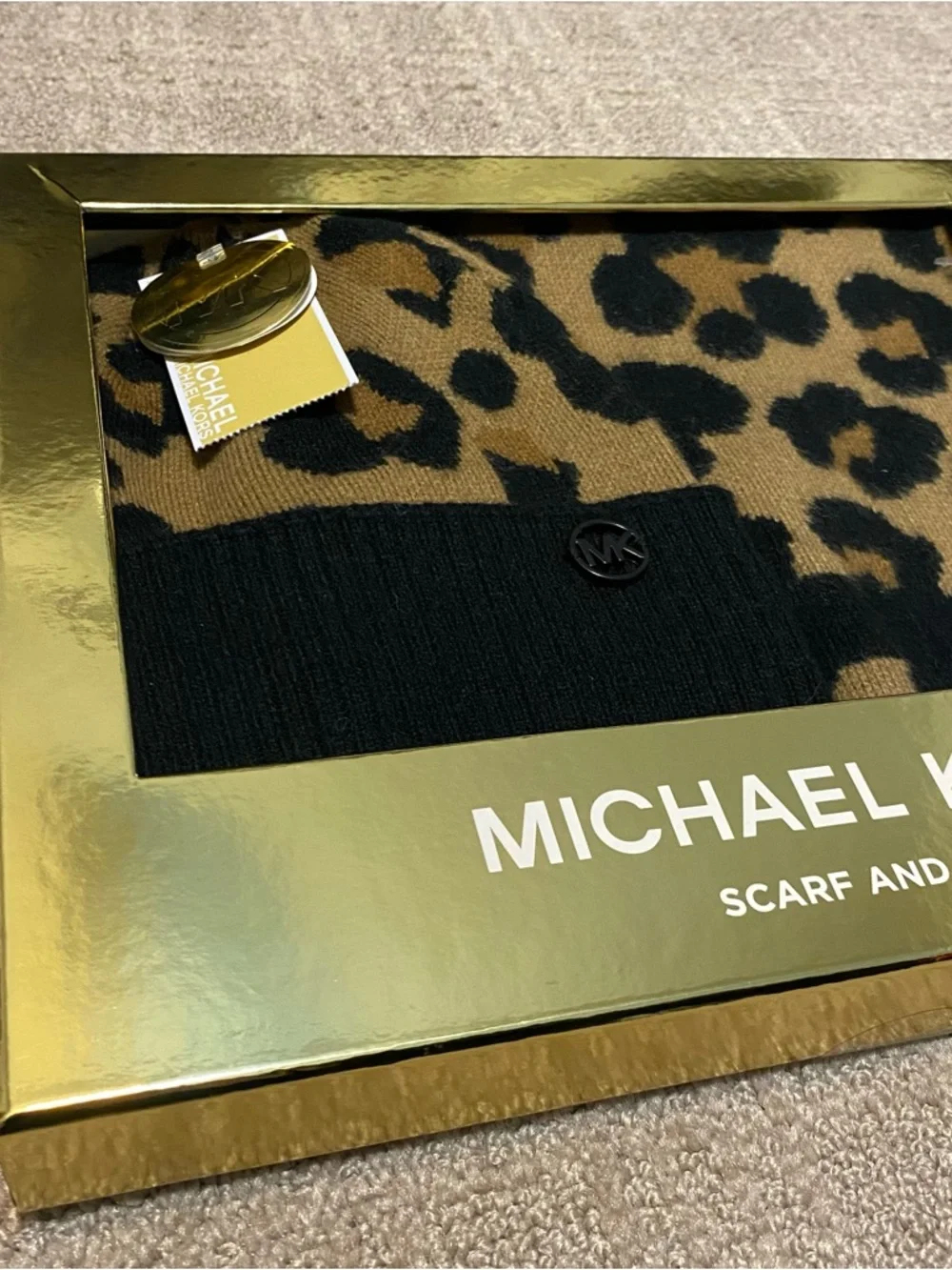 New {Michael Kors} Leopard Print Scarf & Hat Set